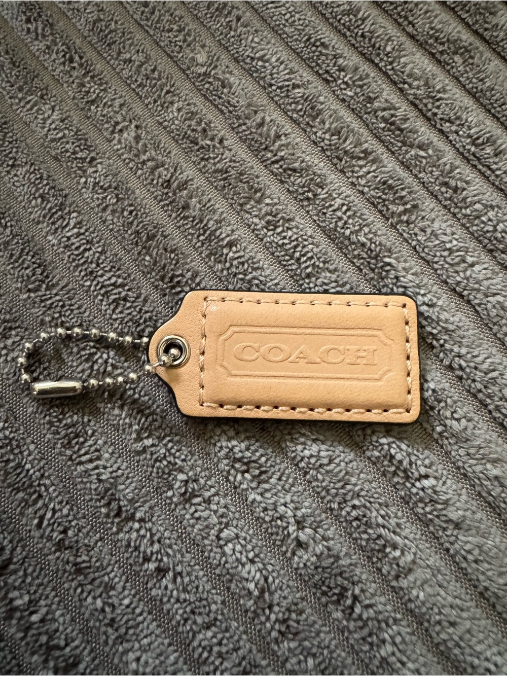 Coach Tan 2” Leather Fob Hang tag Charm Keychain Bag Purse